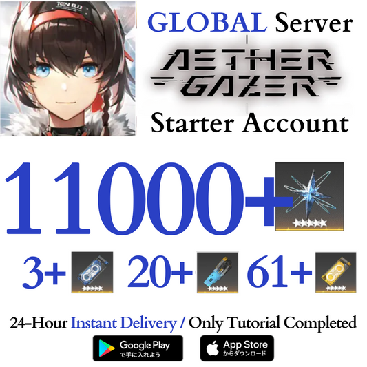 [GLOBAL] 11000+ Gems 80+ Gacha Tickets | Aether Gazer Starter Reroll Account