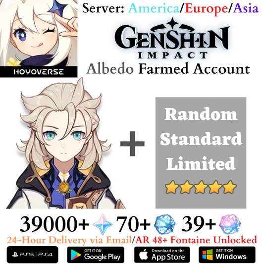 Albedo 5-Star Genshin Impact Primogems Fates Farmed Starter Reroll Account