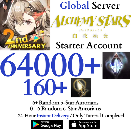 [GLOBAL] 64000+ Gems 160+ Star Flare Alchemy Stars Starter Account