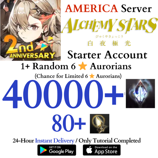 [AMERICA] 40000+ Gems, 1+ 6⭐ Alchemy Stars: Aurora Blast Starter Reroll Account