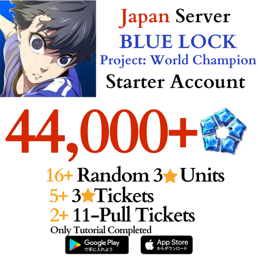 [JP] 44000+ Gems BLUE LOCK Project: World Champion Starter Reroll Account