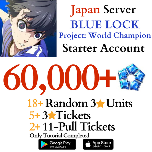 [JP] 60000+ Gems BLUE LOCK Project: World Champion Starter Reroll Account