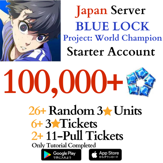 [JP] 100000+ Gems BLUE LOCK Project: World Champion Starter Reroll Account