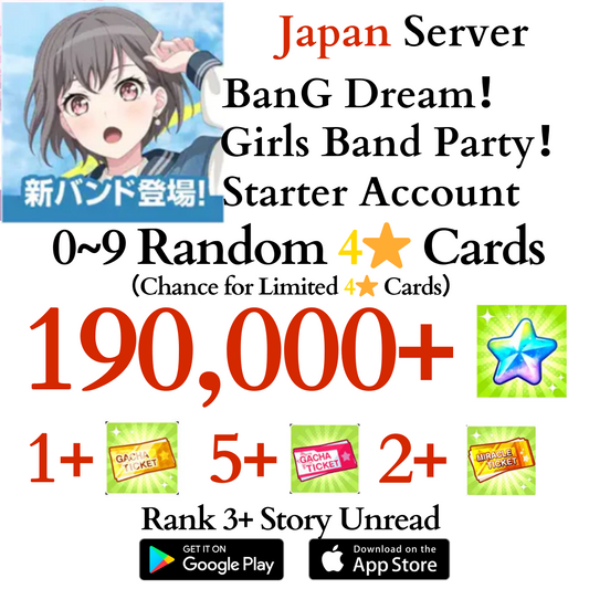 [JP] 190000+ Stars BanG Dream Girls Band Party Bandori Starter Reroll Account