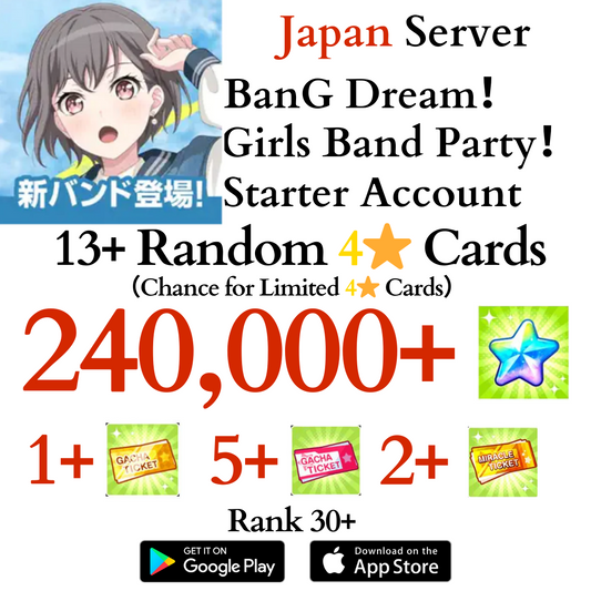 [JP] 240000+ Stars BanG Dream Girls Band Party Bandori Starter Reroll Account