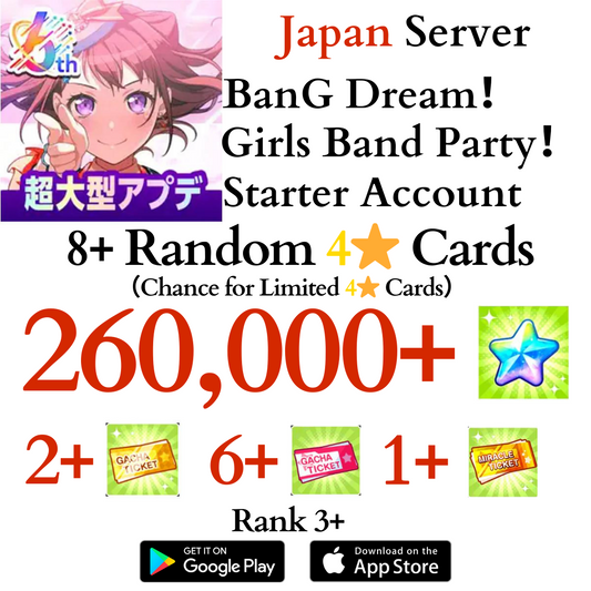 [JP] 260000+ Stars BanG Dream Girls Band Party Bandori Starter Reroll Account