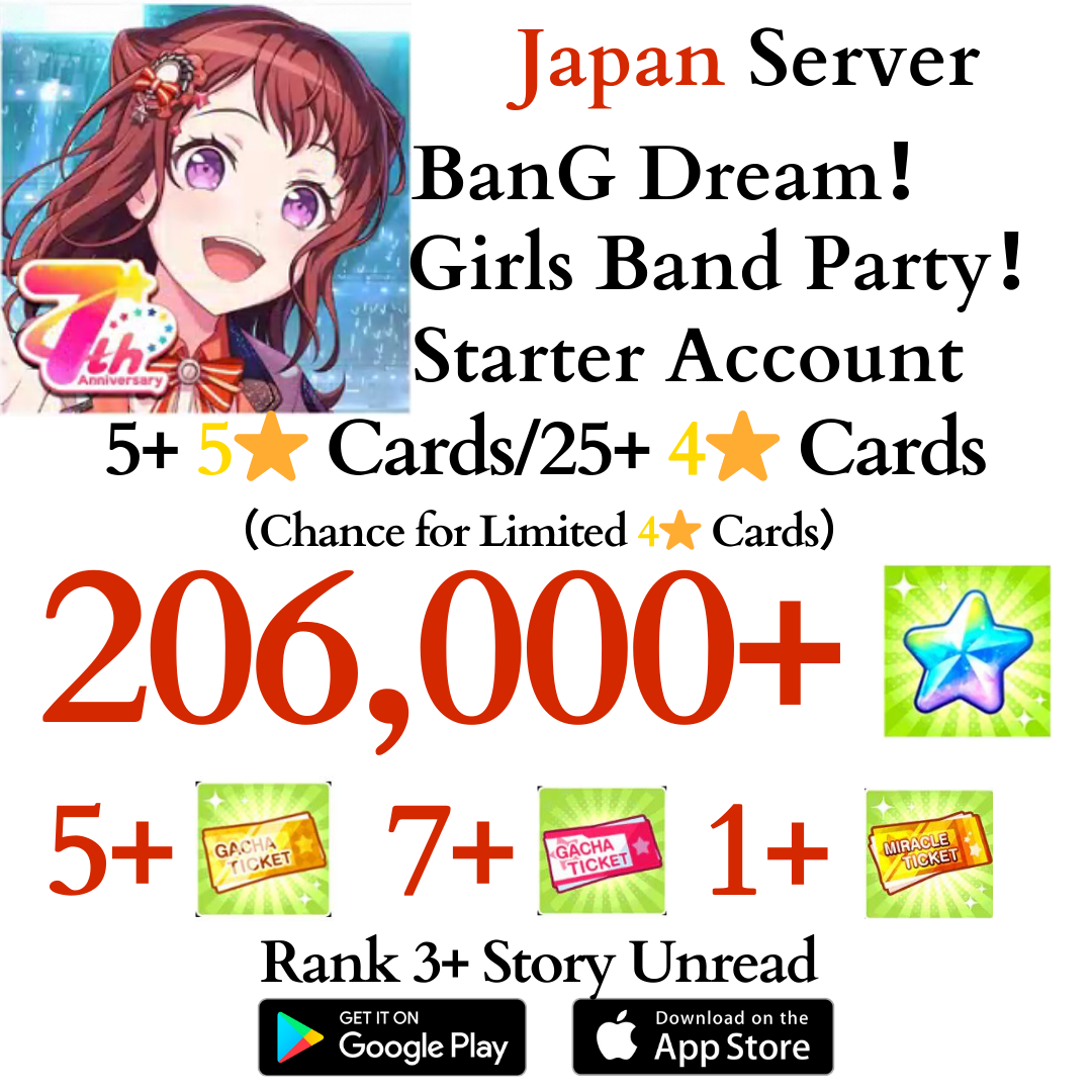 [JP] 206000+ Stars BanG Dream Girls Band Party Bandori Starter Reroll Account