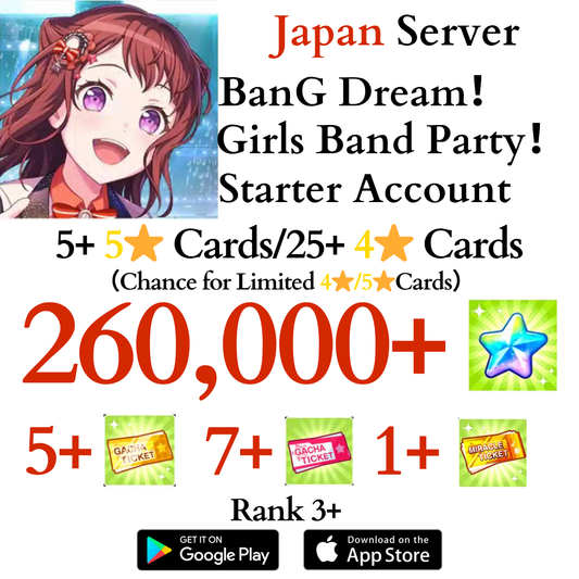 [JP] 260000+ Stars BanG Dream Girls Band Party Bandori Starter Reroll Account