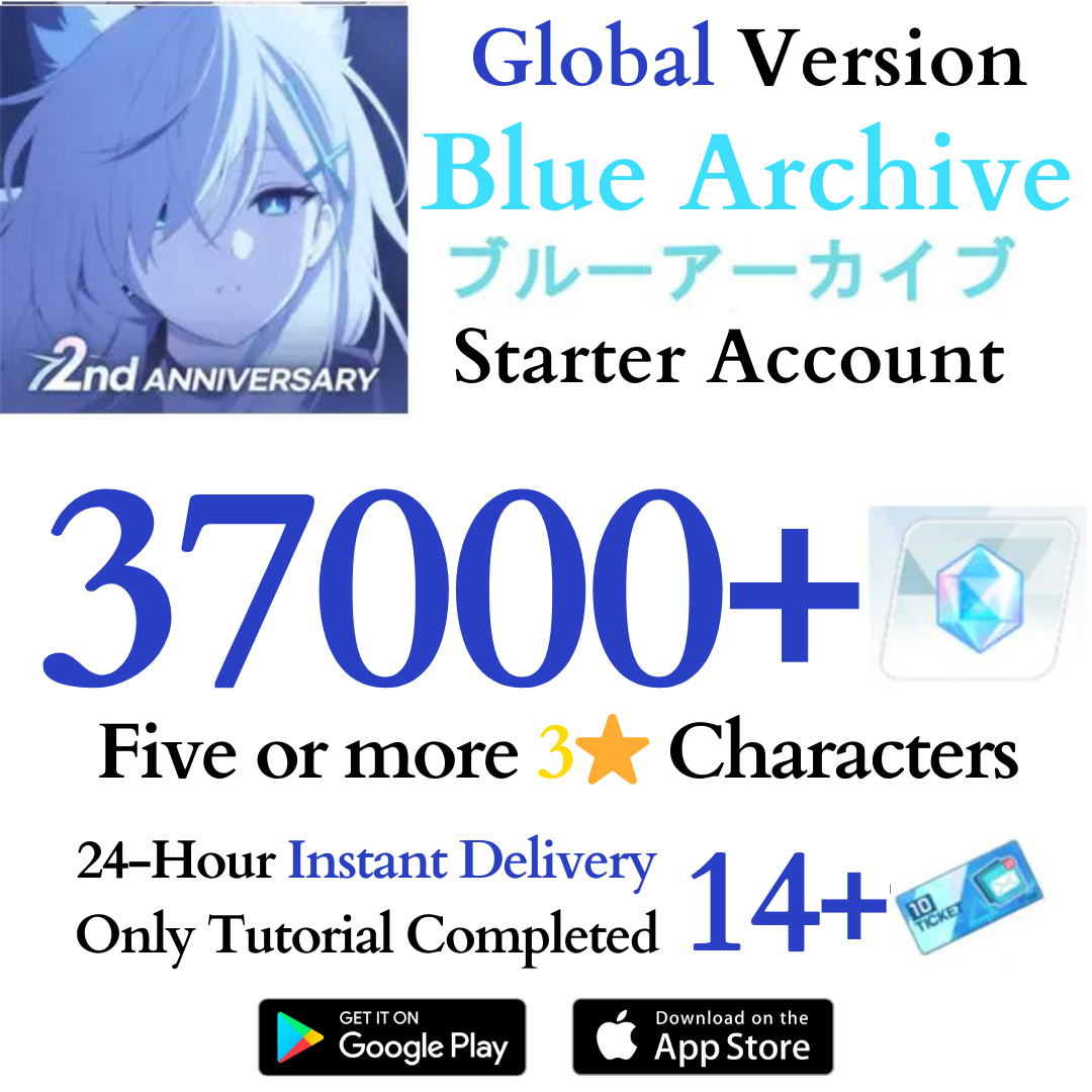 [GLOBAL] 37000+ Gems, 5+ 3* | Blue Archive Starter Reroll Account