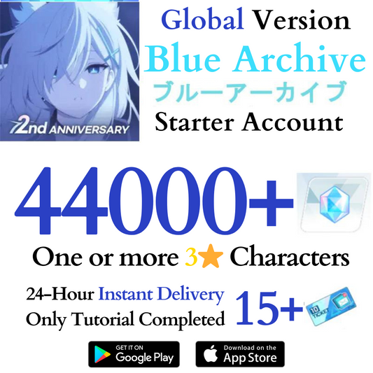 [GLOBAL] 44000+ Gems, 1+ 3* | Blue Archive Starter Reroll Account