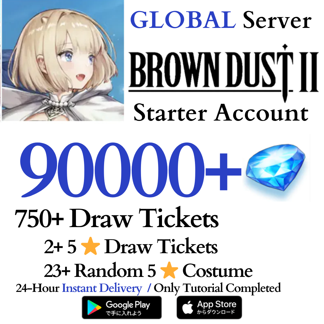 [GLOBAL] 28000 - 90000+ Gems | Brown Dust 2 Starter Reroll Account