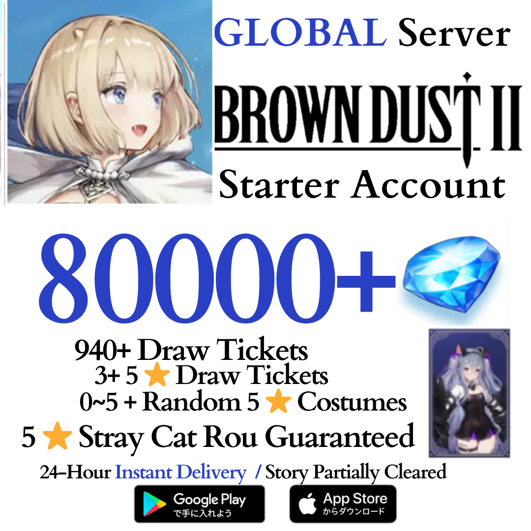 [GLOBAL] 20000 - 80000+ Gems | Brown Dust 2 Reroll Account (Story Cleared)