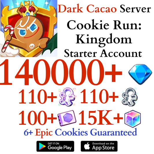 [GLOBAL/Dark Cacao] 140,000+ Gems Cookie Run: Kingdom Starter Reroll Account