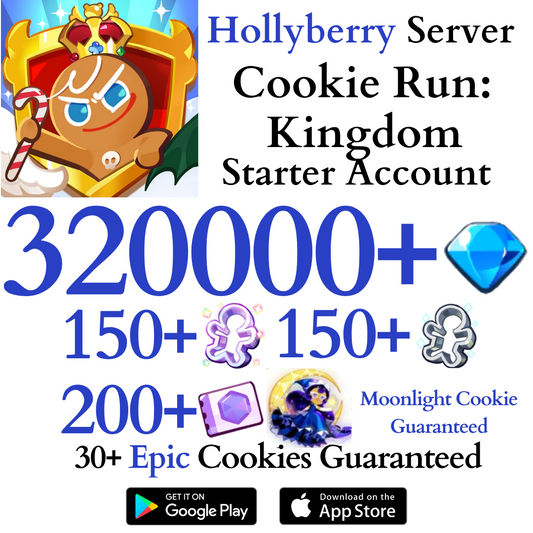 [GLOBAL/Hollyberry] 320,000+ Gems + Moonlight Cookie | Cookie Run: Kingdom Starter Reroll Account