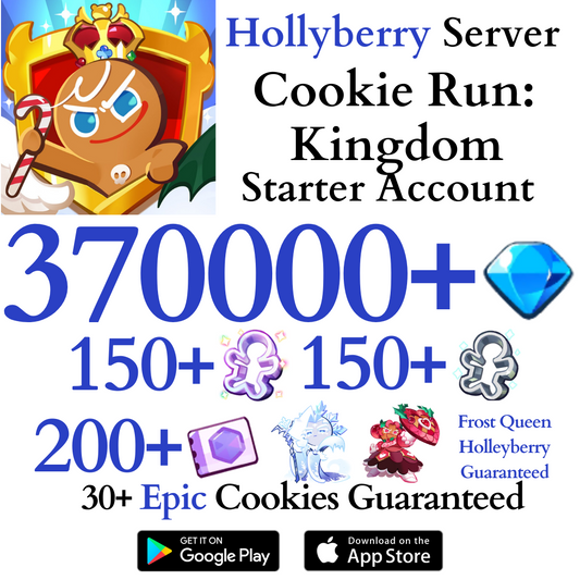 [GLOBAL/Hollyberry] Frost Queen + Hollyberry + 370,000+ Gems | Cookie Run: Kingdom Starter Reroll Account