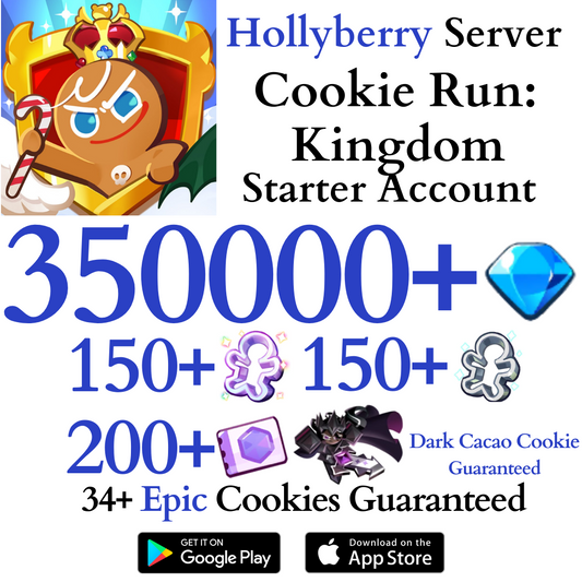 [GLOBAL/Hollyberry] 350,000+ Gems Dark Cacao Cookie Run: Kingdom Starter Reroll Account