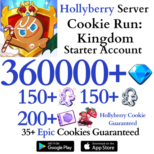 [GLOBAL/Hollyberry] 360,000+ Gems Hollyberry Cookie Run: Kingdom Starter Reroll Account