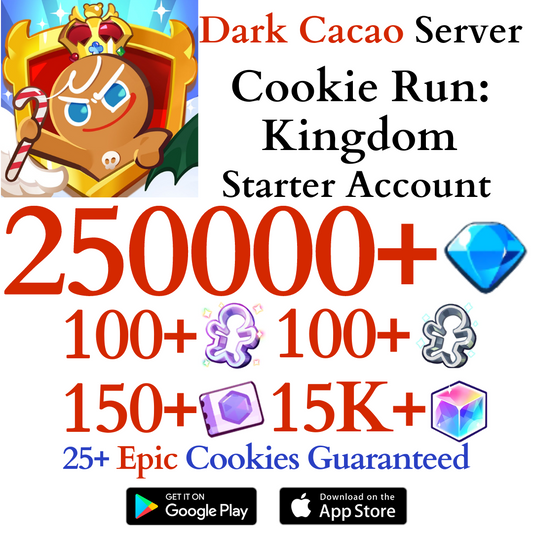 [GLOBAL/Dark Cacao] 250,000+ Gems Cookie Run: Kingdom Starter Reroll Account