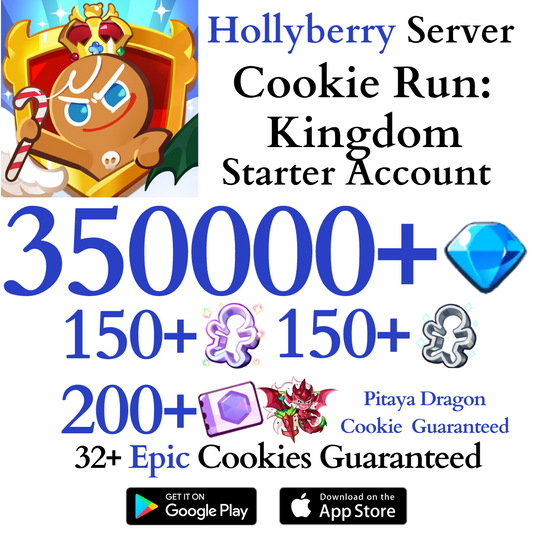 [GLOBAL/Hollyberry] 350,000+ Gems + Pitaya Dragon Cookie | Cookie Run: Kingdom Starter Reroll Account