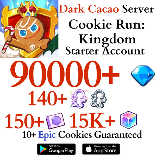 [GLOBAL/Dark Cacao] 90000+ Gems Cookie Run: Kingdom Starter Reroll Account