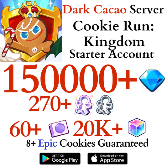 [GLOBAL/Dark Cacao] 150000+ Gems Cookie Run: Kingdom Starter Reroll Account