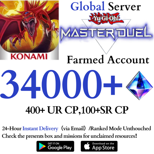 [GLOBAL] 34000+ Gems Yu-Gi-Oh! Master Duel Farmed Reroll Account