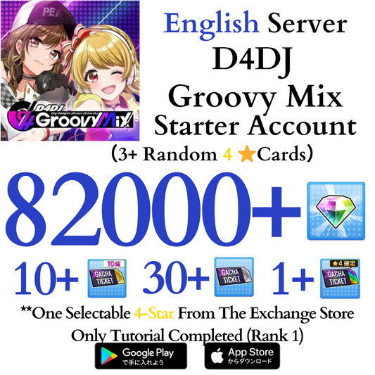 [EN] 82000+ Gems + 4* | D4DJ Groovy Mix Starter Reroll Account