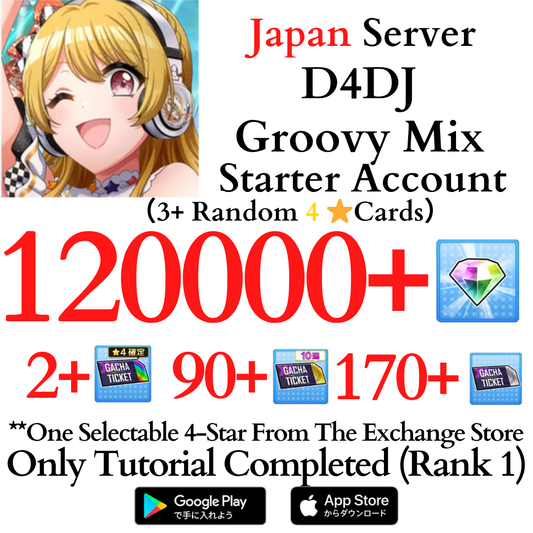 [JP] 120000+ Gems + 4* | D4DJ Groovy Mix Starter Reroll Account