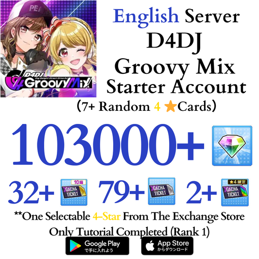 [EN] 103000+ Gems + 4* | D4DJ Groovy Mix Starter Reroll Account