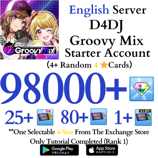 [EN] 98000+ Gems + 4* | D4DJ Groovy Mix Starter Reroll Account