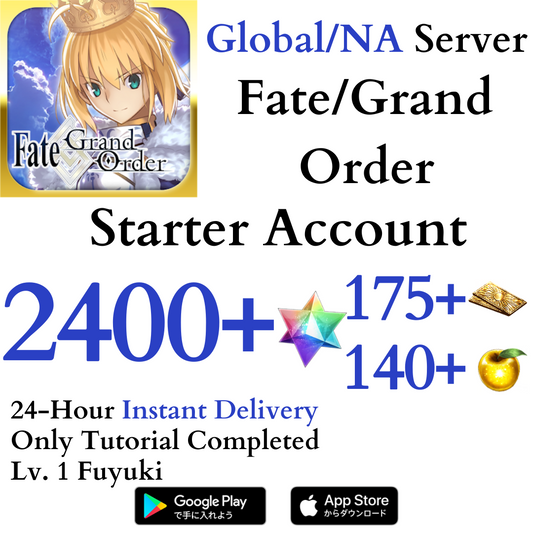 [ENGLISH/GLOBAL/NA] 2400+ SQ Fate Grand Order FGO Lv. 1 Starter Reroll Account