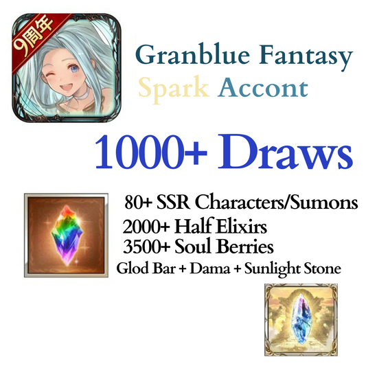 Granblue Fantasy GBF Spark Starter Reroll Account 1000+ Draws + 80+ SSRs + More!