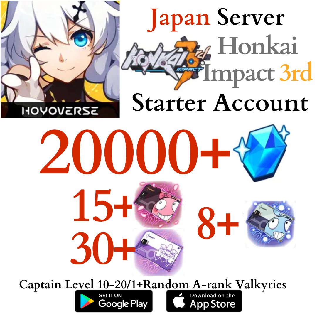 [JP] 20000+ Crystals Honkai Impact 3 Houkai Reroll Starter Account