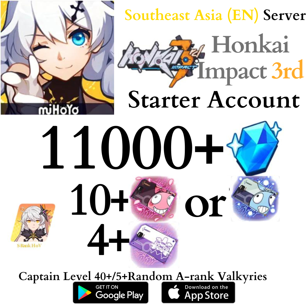 [SEA/EN] 11000+ Crystals Honkai Impact 3 Houkai Reroll Account