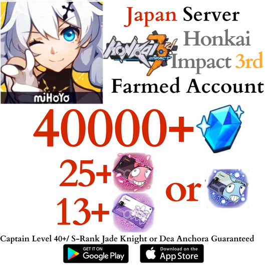 [JP] 40000+ Crystals Honkai Impact 3 Houkai Reroll Farmed Account