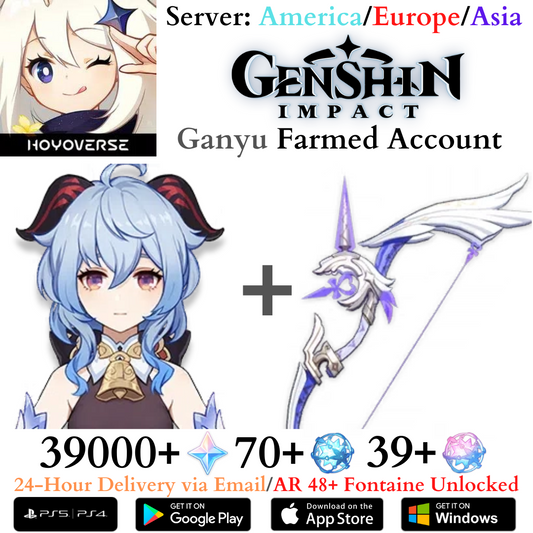 [AMERICA/EUROPE/ASIA] Ganyu Amos Bow Genshin Impact Primogems Fates Farmed Starter Reroll Account