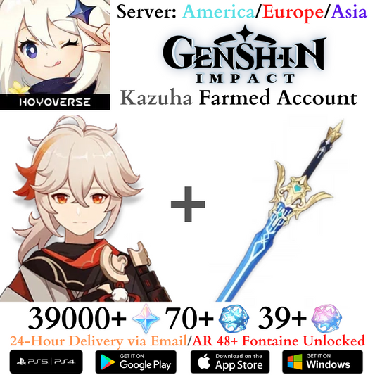 Kazuha Signature Weapon Freedom-Sworn Genshin Impact Primogems Fates Farmed Starter Reroll Account