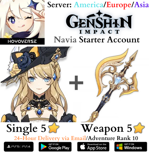 Navia Signature Weapon Verdict Genshin Impact Fresh AR10 Starter Reroll Account