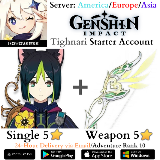 Tighnari Signature Weapon Hunter's Path Genshin Impact Fresh AR10 Starter Reroll Account