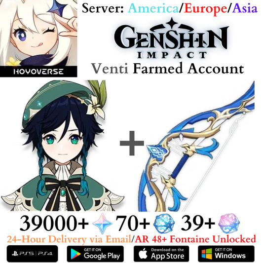 [AMERICA/EUROPE/ASIA] Venti Elegy for the End Genshin Impact Primogems Fates Farmed Starter Reroll Account