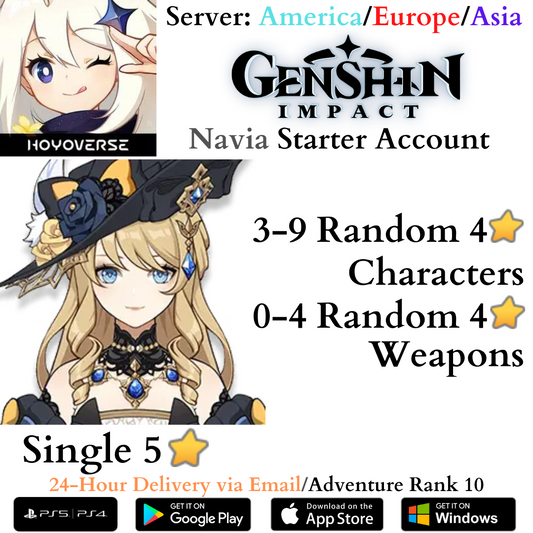 [AMERICA/EUROPE/ASIA] Navia Genshin Impact Fresh AR10 Starter Reroll Account