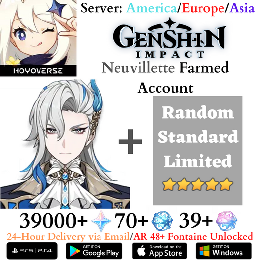 Neuvillette Combo Genshin Impact Primogems Fates Farmed Starter Reroll Account