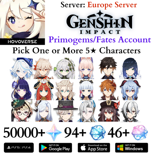 [EUROPE] Genshin Impact Primogems Fates Farmed Starter Reroll Account