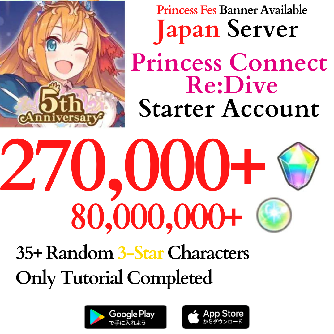 [JP] 270,000+ Gems | Princess Connect Re:Dive Starter Reroll Account