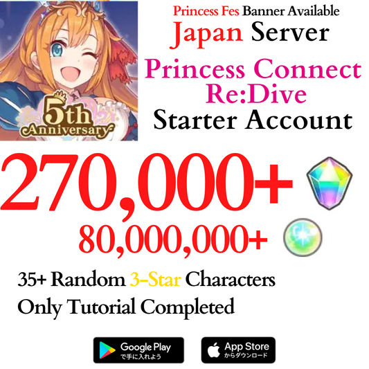 [JP] 270,000+ Gems | Princess Connect Re:Dive Starter Reroll Account