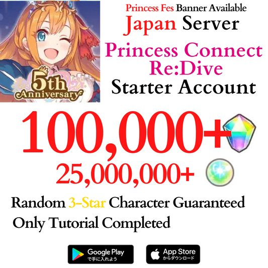 [JP] 100000+ Gems 4 Tickets | Princess Connect Re:Dive Starter Account