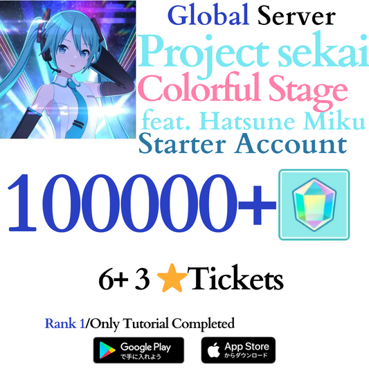 [GLOBAL] 100000+ Gems Project Sekai Colorful Stage ft. Hatsune Miku PJSekai Reroll Account