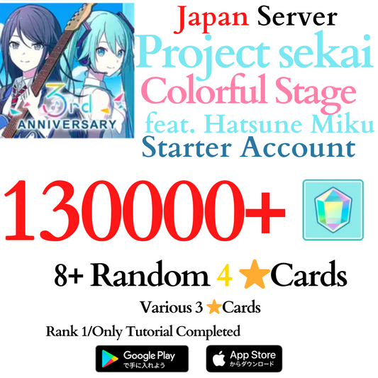 [JP] 130,000+ Gems Project Sekai Colorful Stage ft. Hatsune Miku PJSekai Reroll Account