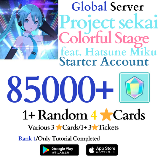 [GLOBAL] 85000+ Gems, 1+ 4⭐ Project Sekai Colorful Stage ft. Hatsune Miku PJSekai Reroll Account