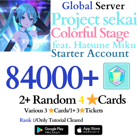 [GLOBAL] 84000+ Gems, 2+ 4⭐ Project Sekai Colorful Stage ft. Hatsune Miku PJSekai Reroll Account